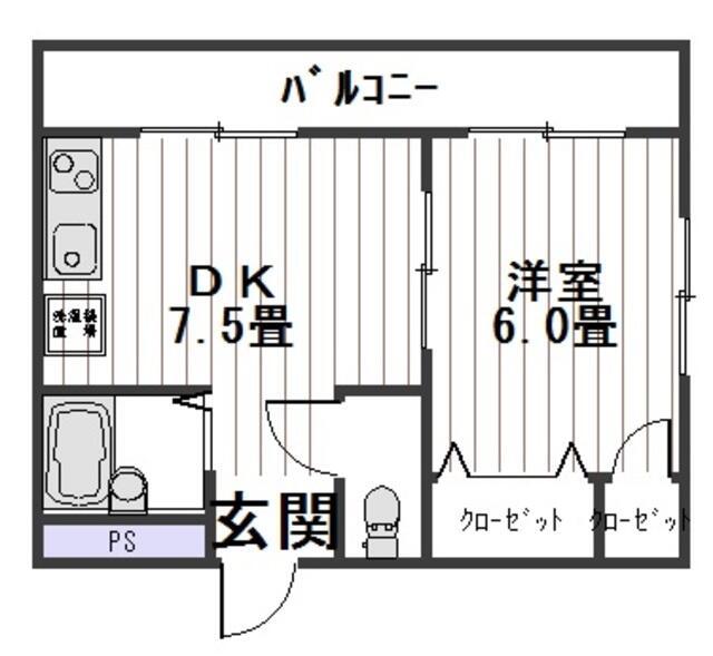 エクセルピア西糀谷(1DK/2階)の間取り写真
