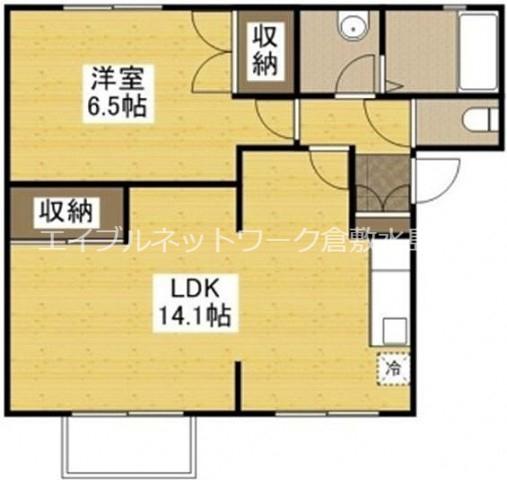 ラ・ソレイユ(1LDK/1階)の間取り写真