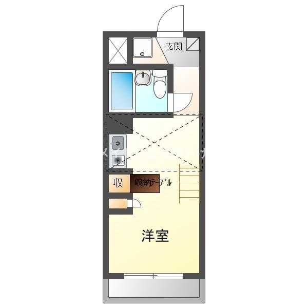 ベルトピア豊橋II(ワンルーム/2階)の間取り写真
