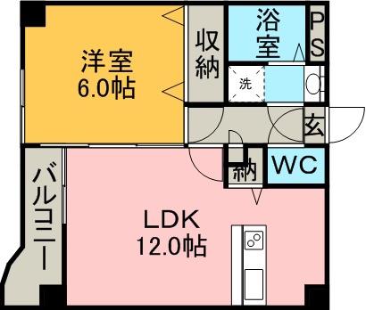 ロイヤルハイツ平之(1LDK/5階)の間取り写真