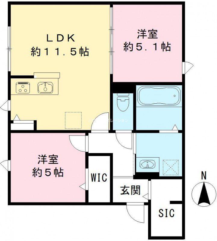 YOUR MAISON 富松(2LDK/3階)の間取り写真