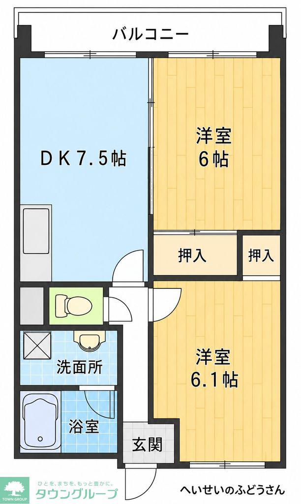メイゾン栄(2DK/3階)の間取り写真