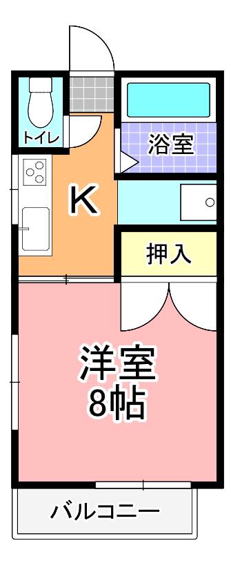 サンシャイン田彦 A棟(1DK/2階)の間取り写真