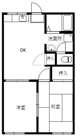 サニーセゾン東永谷A棟(2DK/1階)の間取り写真