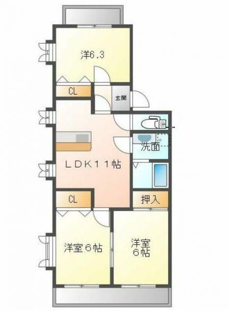 ロイヤルグリーン(3LDK/2階)の間取り写真