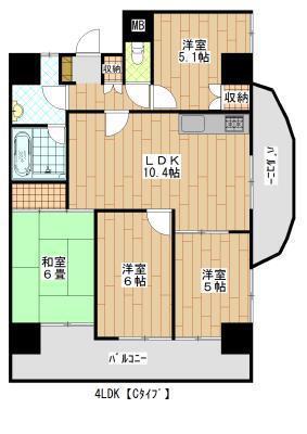 サンシャトー(4LDK/3階)の間取り写真