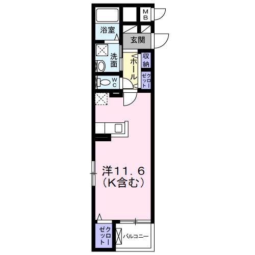 グラード(ワンルーム/4階)の間取り写真