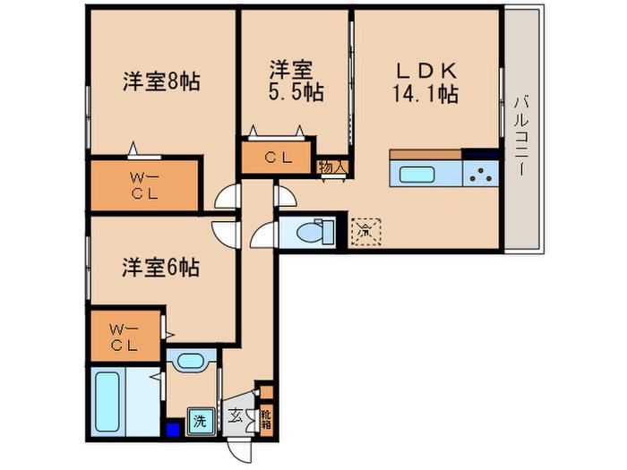 ボヌール(3LDK/2階)の間取り写真