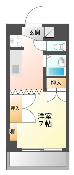フォーラムツインB(1K/2階)の間取り写真