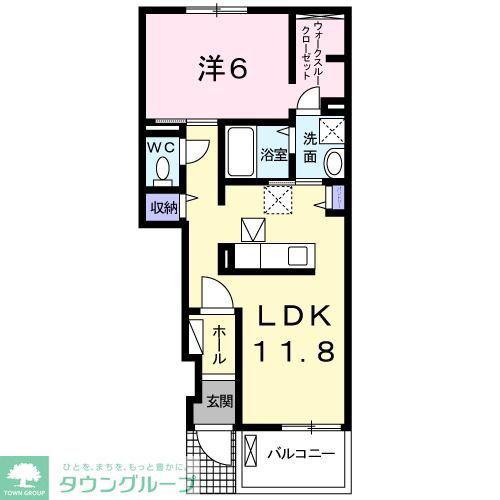 フィデール B棟(1LDK/1階)の間取り写真