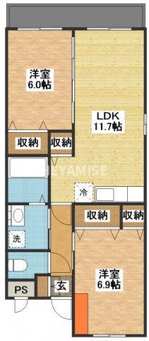 GRACIA M・K(2LDK/2階)の間取り写真