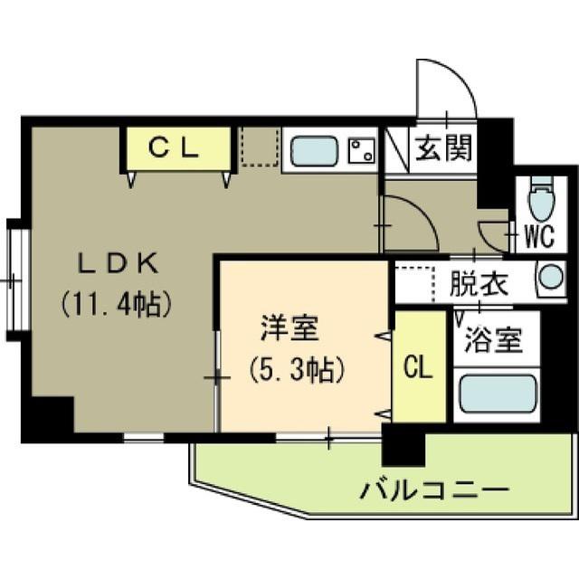 ブラスト南万代(1LDK/6階)の間取り写真