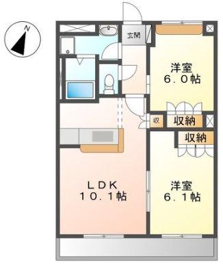 エクセルレモン(2LDK/1階)の間取り写真