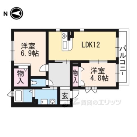 エバーグレース音羽Ⅲ(2LDK/2階)の間取り写真