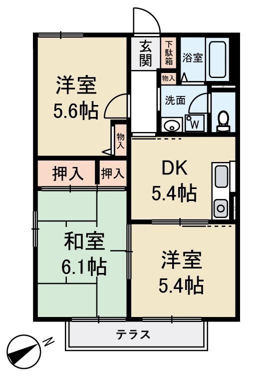 富永ハイツ(3DK/2階)の間取り写真