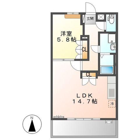 ブリランテ(1LDK/2階)の間取り写真