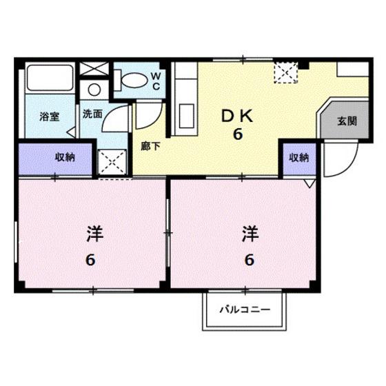 アルモニー(2DK/1階)の間取り写真
