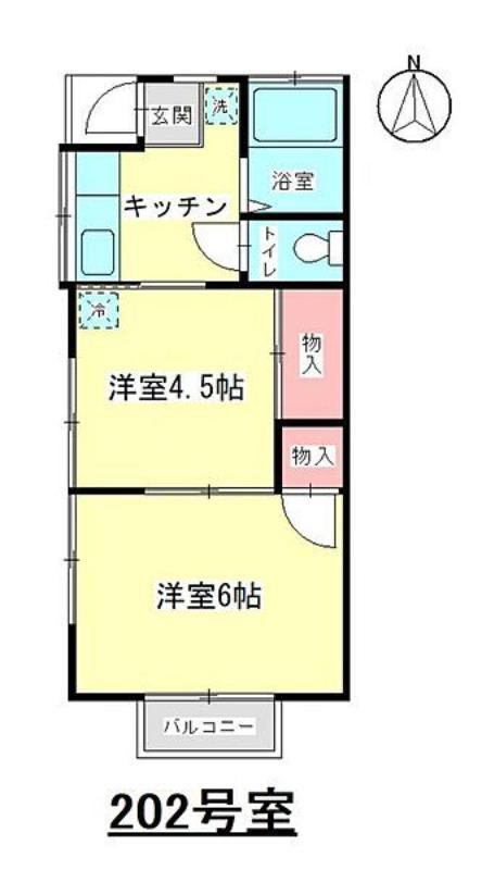 梅田ハイツ(2K/2階)の間取り写真