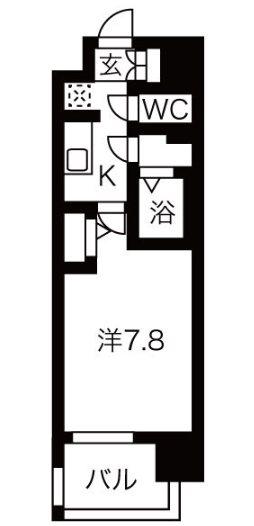 メイクスデザイン上前津(1K/4階)の間取り写真