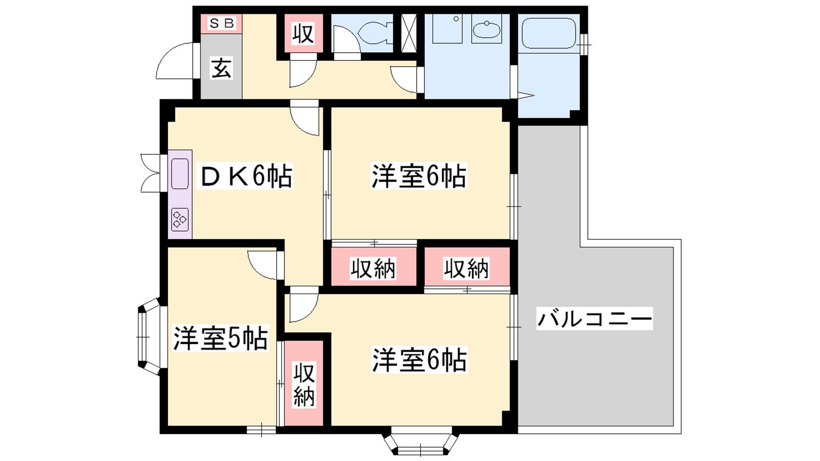 エナール北新在家(3DK/2階)の間取り写真