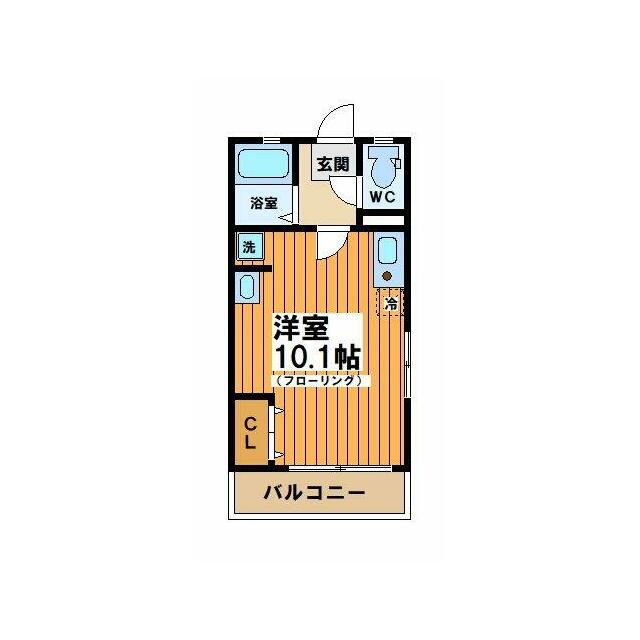 フラットJ(ワンルーム/1階)の間取り写真