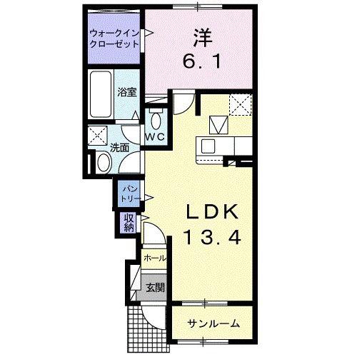 グリーン パイン ハイツI(1LDK/1階)の間取り写真