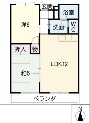 AXIA内藤(2LDK/1階)の間取り写真
