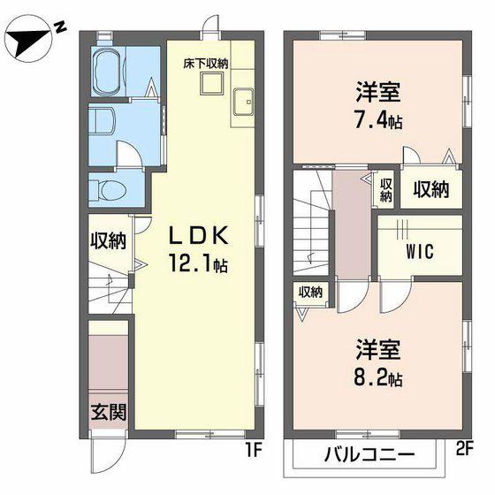 ハーモニー五日市中央(2LDK/1階)の間取り写真
