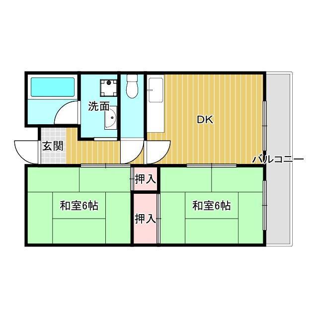 アーバンハイツ(2DK/2階)の間取り写真