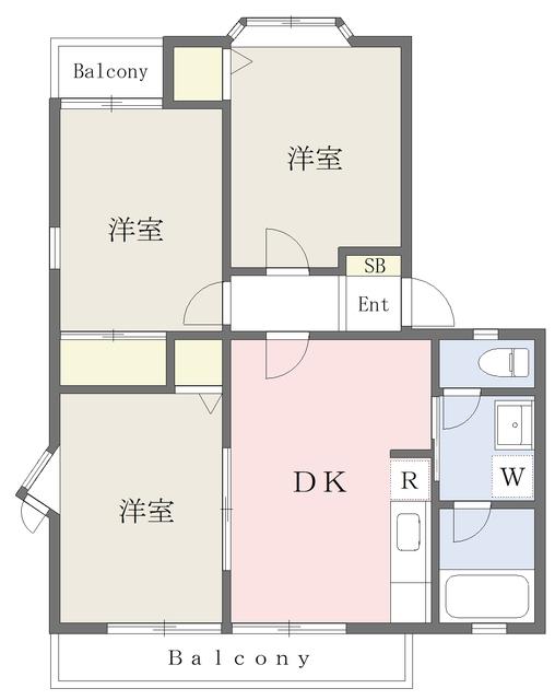 オークハウス(3DK/2階)の間取り写真