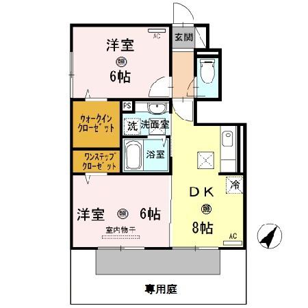 イソラ フェリジェII(2DK/1階)の間取り写真