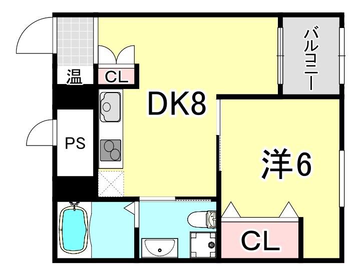 三國ビル(1DK/9階)の間取り写真