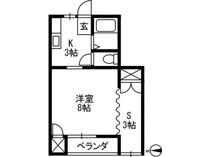 藤井ハイツA(1SK/1階)の間取り写真