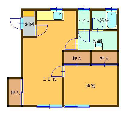 菜の花コーポ(1LDK/2階)の間取り写真