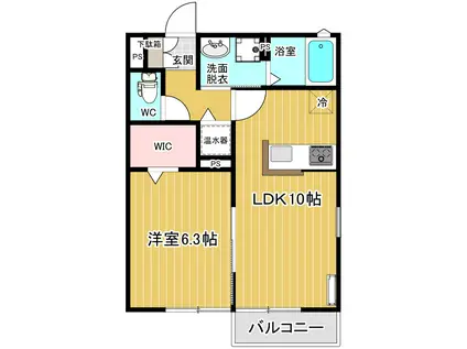 エルカステール篠B(1LDK/2階)の間取り写真