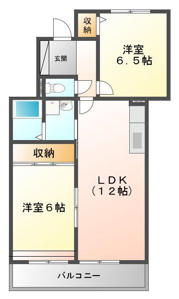 メルベーユM(2LDK/3階)の間取り写真