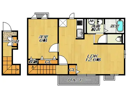 グラースⅠ(1LDK/2階)の間取り写真