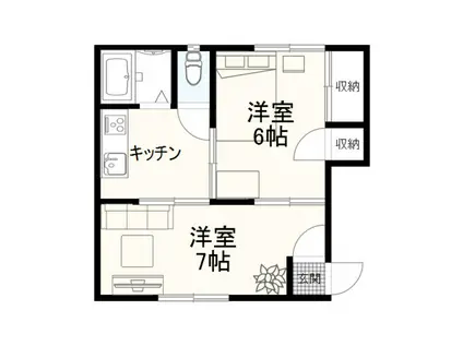 ノーベル秋大通 B(2K/1階)の間取り写真