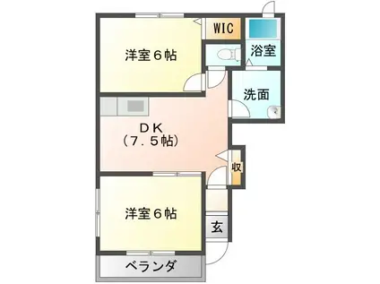 サンリットヴィラII(2DK/1階)の間取り写真