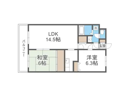 サンハイツ丸果 SUNHIGHTS(2LDK/2階)の間取り写真