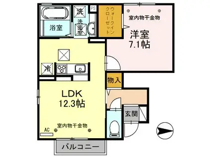 ローズガーデン エコ(1LDK/1階)の間取り写真