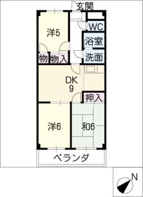 ネスパルド江南(3DK/3階)の間取り写真