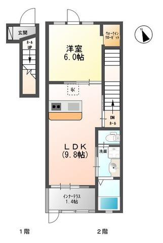 ルーチェ(1LDK/2階)の間取り写真