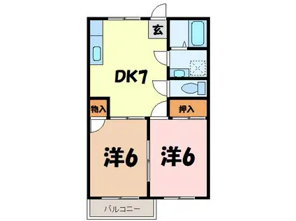 クイートハイム(2DK/1階)の間取り写真
