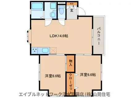 フジミパレス御門台(2LDK/2階)の間取り写真