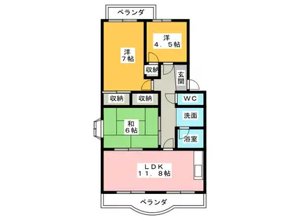 ガーデン葉月III(3LDK/3階)の間取り写真