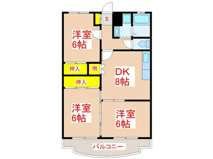 アヴェルデ紫原(3DK/4階)の間取り写真