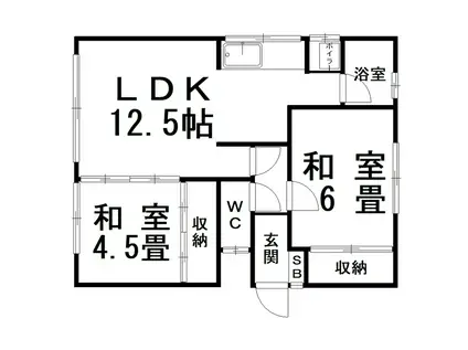 北川アパート(2LDK/1階)の間取り写真
