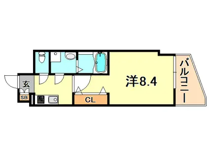 レジデンス神戸BIVIO(1K/6階)の間取り写真