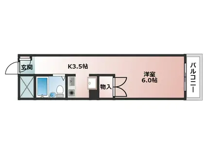 エルハイム庚午A棟(1K/4階)の間取り写真
